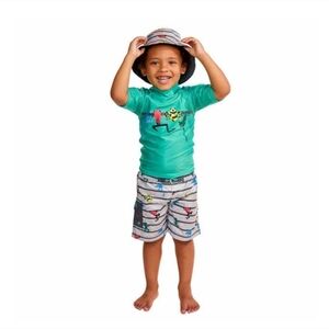 New Kids 3-Piece Swimwear Set - Green, Size 3T